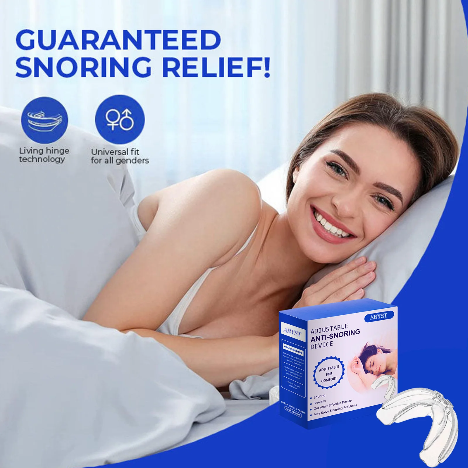 Anti-Snoring Mouth Guard - BPA-Free Dental Night Protector to Stop Snoring & Teeth Grinding, Sleep Aid Device for s