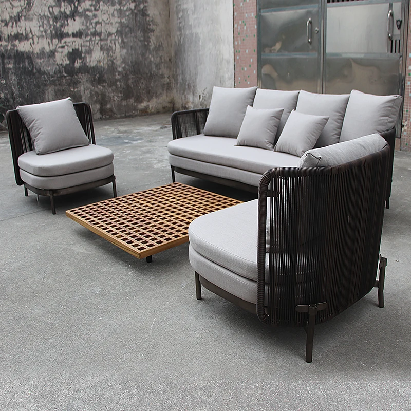 

Modern Style Aluminium Garden Sofa Set Outdoor Patio Courtyard Furniture Direct Factory Sale for Hotels and Parks