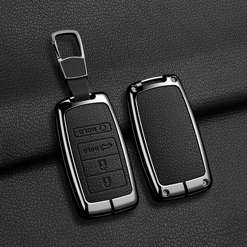 

Zinc Alloy +Leather Car Key Case Cover Shell Fob For Honda Acura RLX MDX CDX TLX-L NSX RDX Holder Auto Car Keychain Accessories