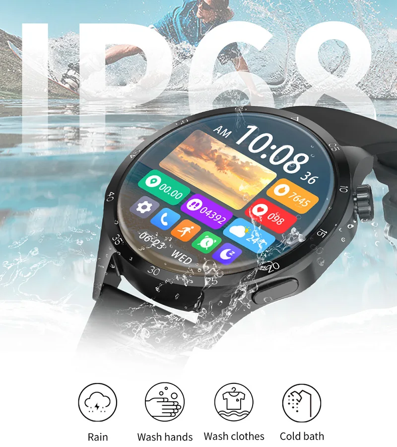 2024 Watch 4 MAX NFC Smartwatch AMOLED HD Screen Bluetooth Call Health Monitoring Smart Watch For Men Blood Pressure Waterproof