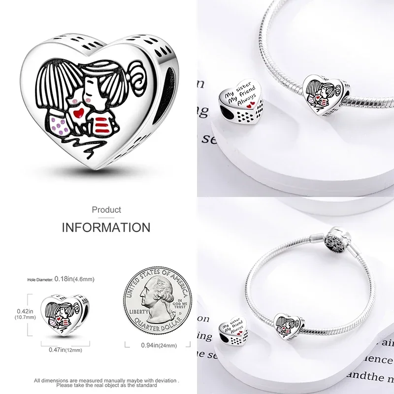 925 فضة حلية حبة قلادة ، صالح الأصلي باندورا سوار ، DIY بها بنفسك مجوهرات هدية ، الأم ، الأسرة ، أفضل أصدقاء الأخوات ، الأخوات