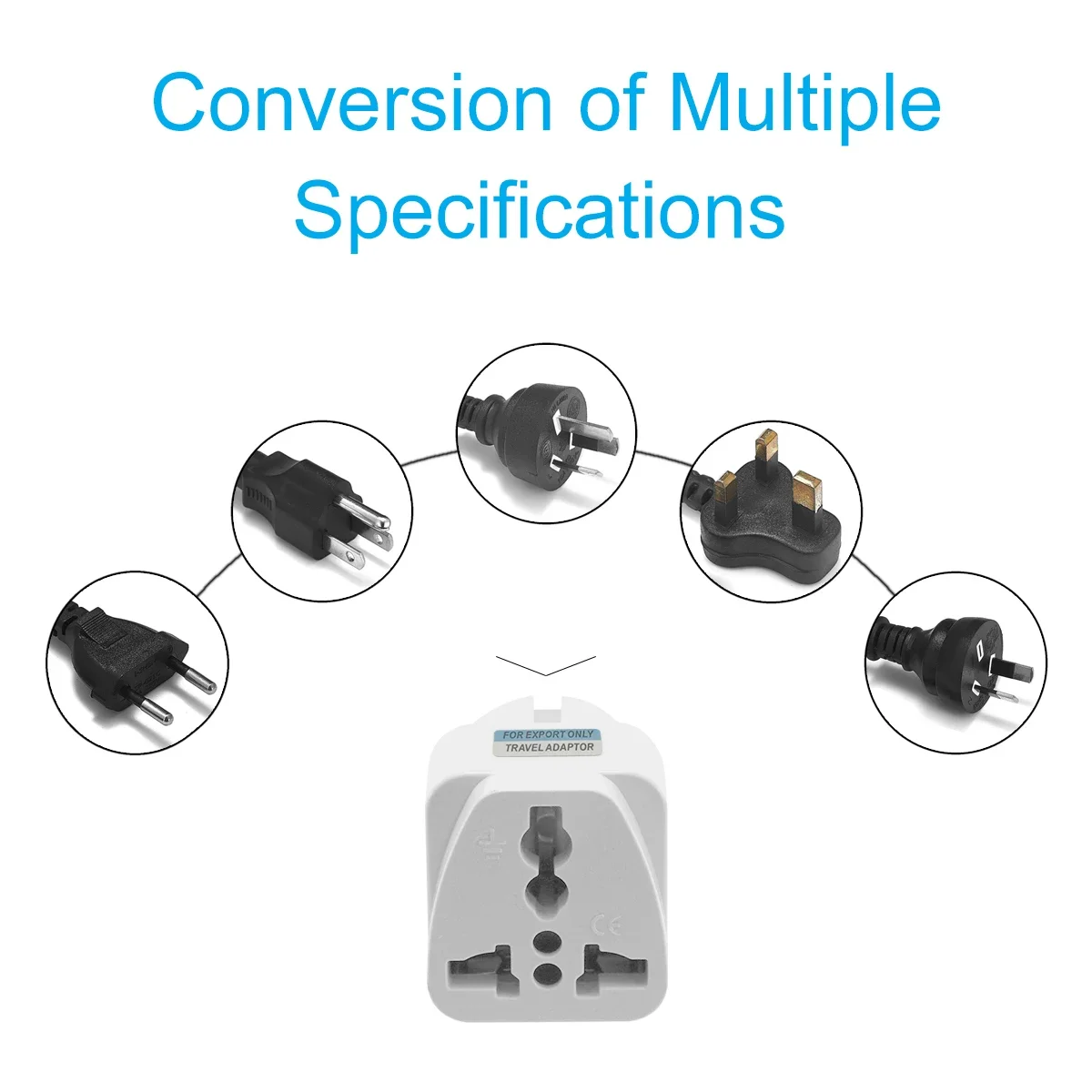 EU Plug Adapter CN American US To EU Euro European Korea Russia FR Universal Travel Adapter 2Pin AC Converter Power Adaptor