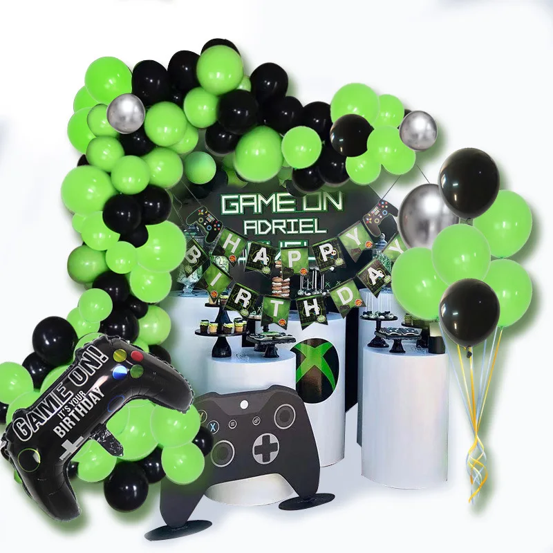 

107Pcs Black Green Balloon Garland Gaming Theme Balloon Arch for Boy Baby Shower Gaming Theme Birthday Party Decoration