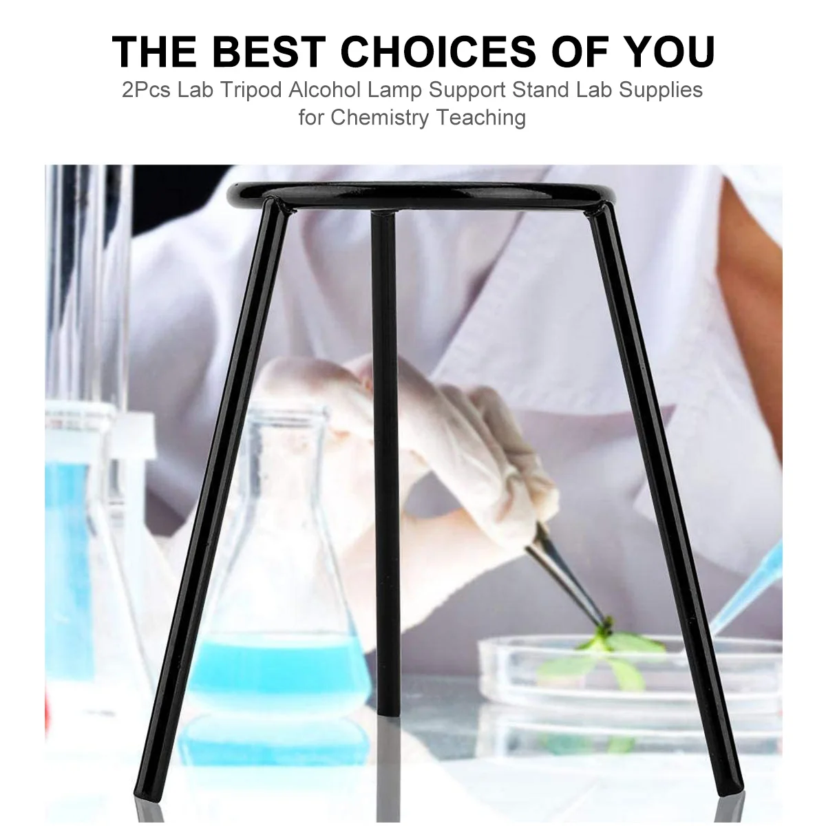 

2Pcs Tripod Alcohol Lamp Support Stand Iron Support Heat Resistant Equipment for Chemistry School Laboratory Tripod