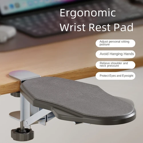 Imagen 2 del producto Almohadilla ergonómica plegable para reposabrazos de escritorio de ordenador, soporte para reposamuñecas para teclado, extensor de reposabrazos, alfombrilla giratoria para ratón