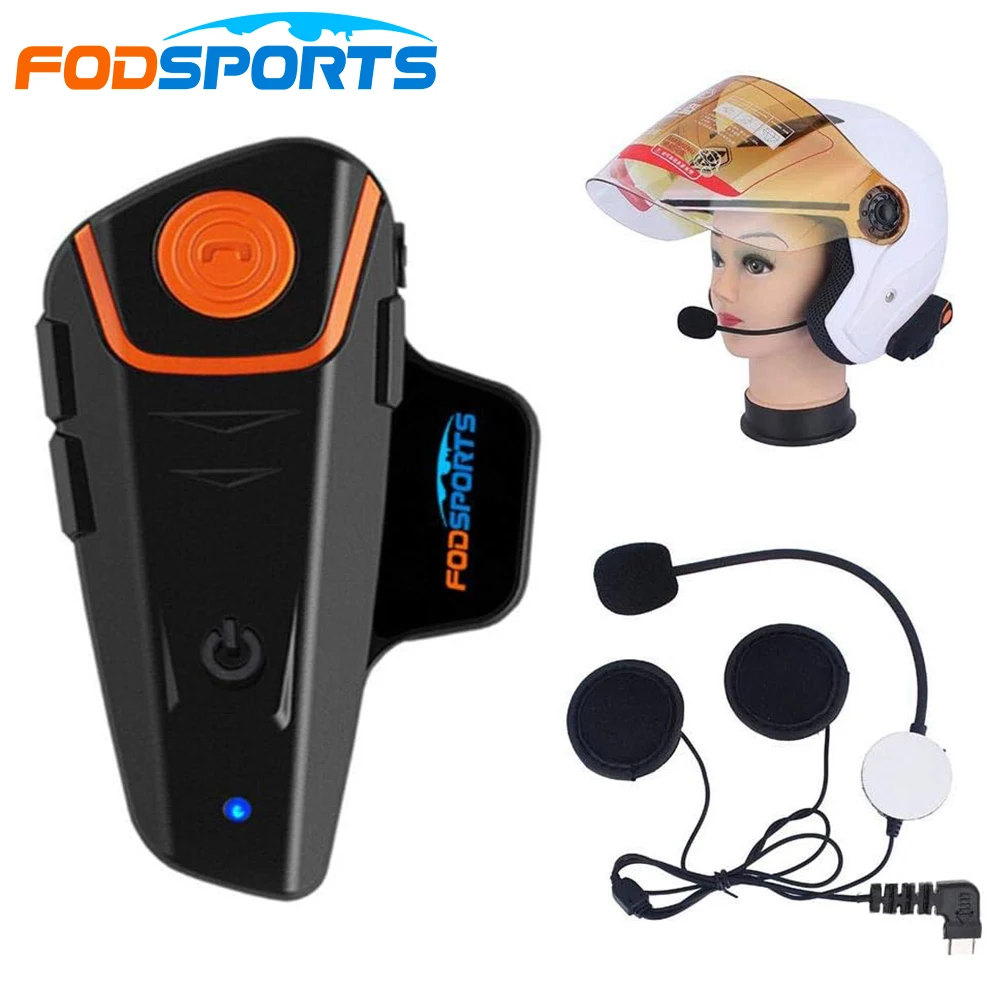 Fodsports BT-S2 Motocicleta Inalámbrico Bluetooth Casco Intercomunicador Impermeable moto Casco Auriculares 3 Riders intercom CE FCC