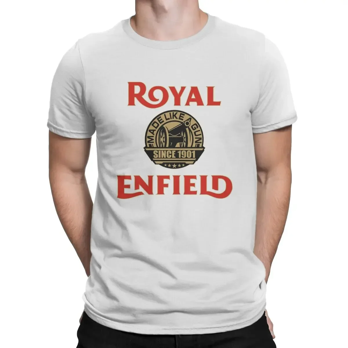 One of British Retro Motorcycles Newest TShirt for Men Royal Enfields Biker Round Neck Basic T Shirt Distinctive Birthday Gifts