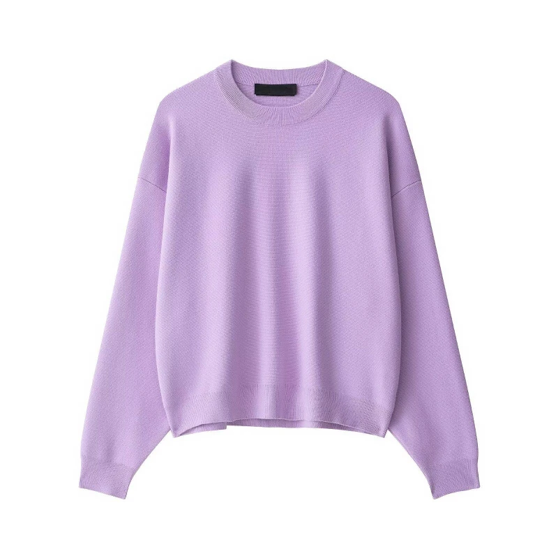 

Women's New Arrival Crew Neck Knitted Sweater Solid Color Loose Fit Versatile Casual Pullover Fashion Top