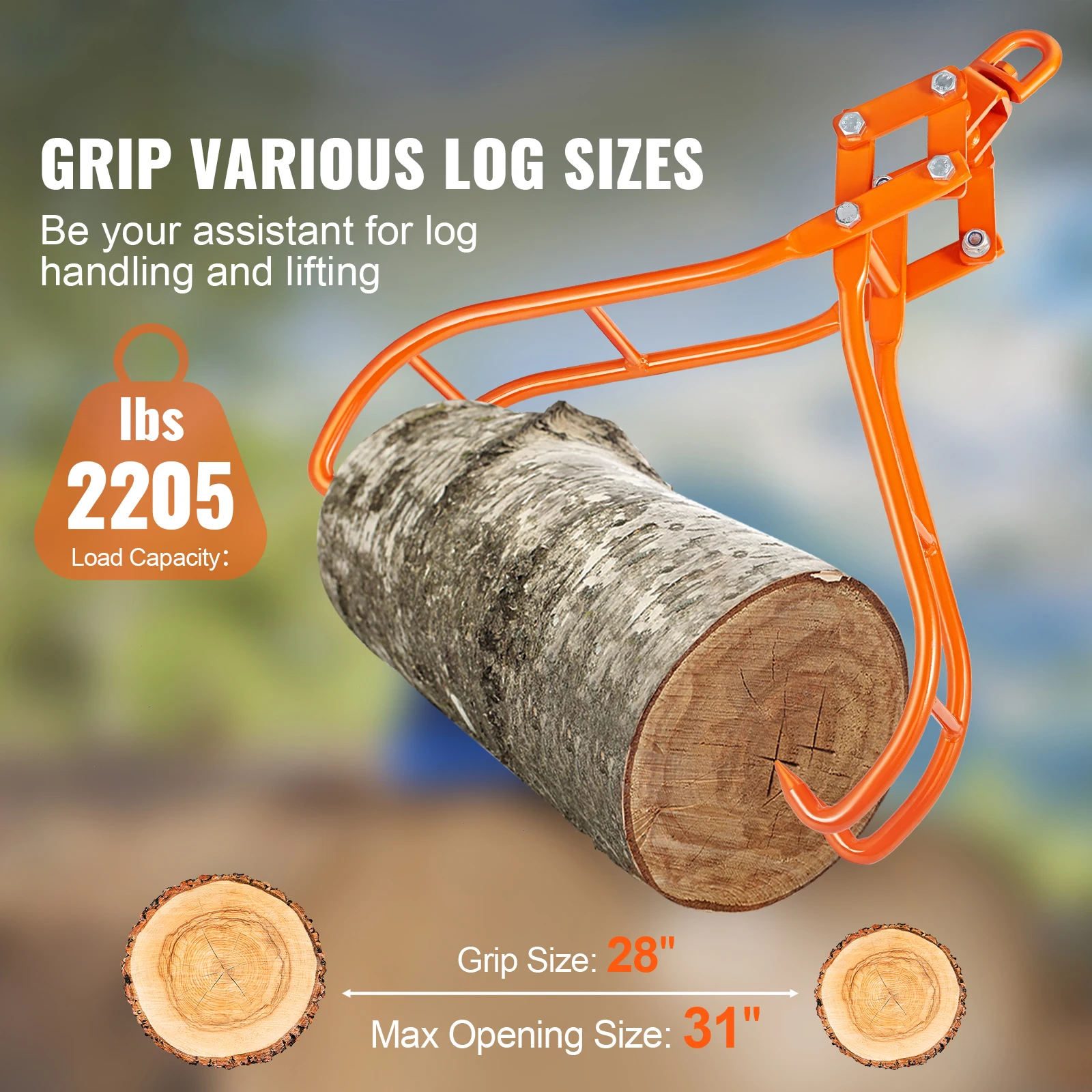 목재 클로 훅, 28인치 4클로 로그 그래플, 벌목용 집게, 회전식 강철 로그 리프팅 집게, 이글 클로 디자인, 2205