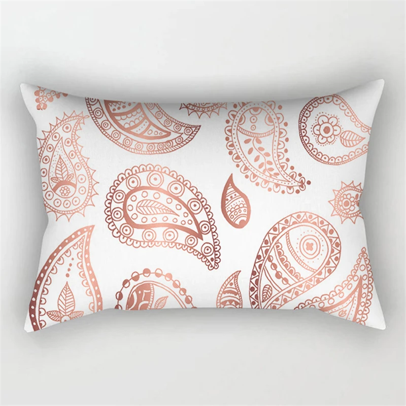 30x50CM Nordic Geometric Lumbar Pillows Case Rose Gold Pink Waist Cushion Cover Sofa Couch Decorative Throw Pillows Home Decor