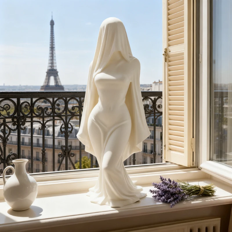 Elegant Veiled Ghost Lady Statue - Mysterious Gothic Home Decor, Collectible Figurine for Shelf & Desk