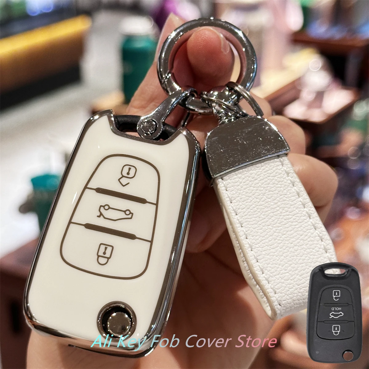 Key Fob Cover for Hyundai i10 i20 ix20 i30 ix35 for Kia Ceed Soul Sportage Venga Keychain Lanyard
