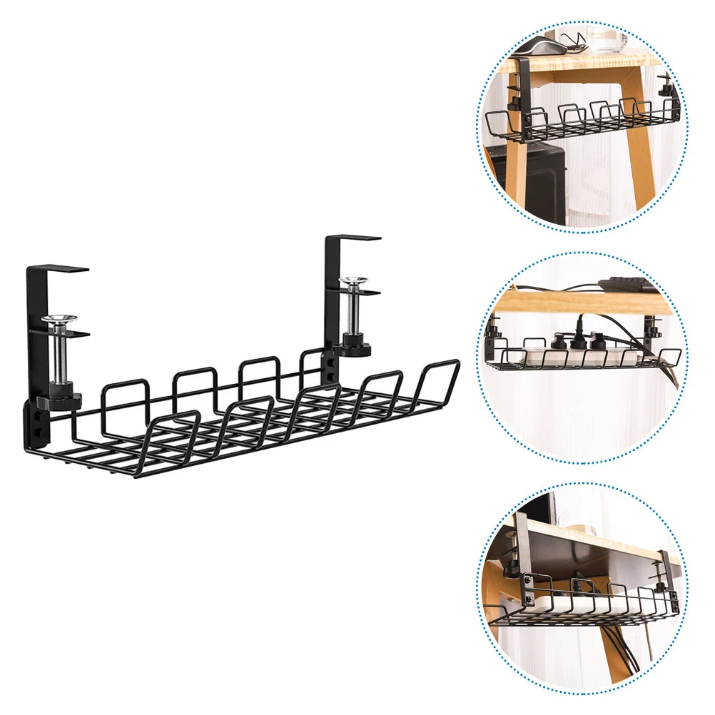 

under Table Shelf Cord Desk Monitor Stand Cable Management Supply Tray Chic Wire Storage Rack Home Bracket Office