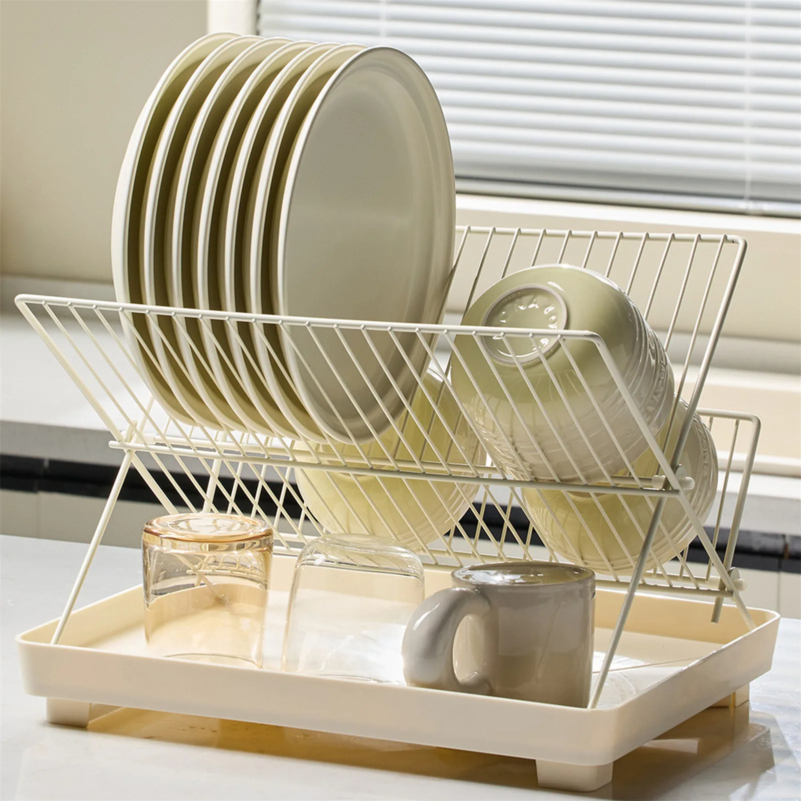 

Foldable Storage Rack Durable Carbon Steel Sink Storage Drain Rack For Tableware Cutlery Strong Weighing Stability Organizers