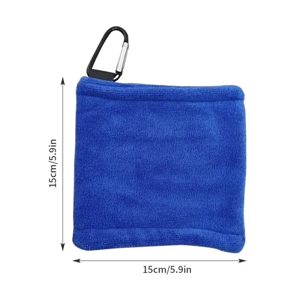 14*14cm Golf Towel High Water Absorption Carabiner Hook Sweat-Absorbent Wiping Cloth for Cleaning Golf Club - view 2