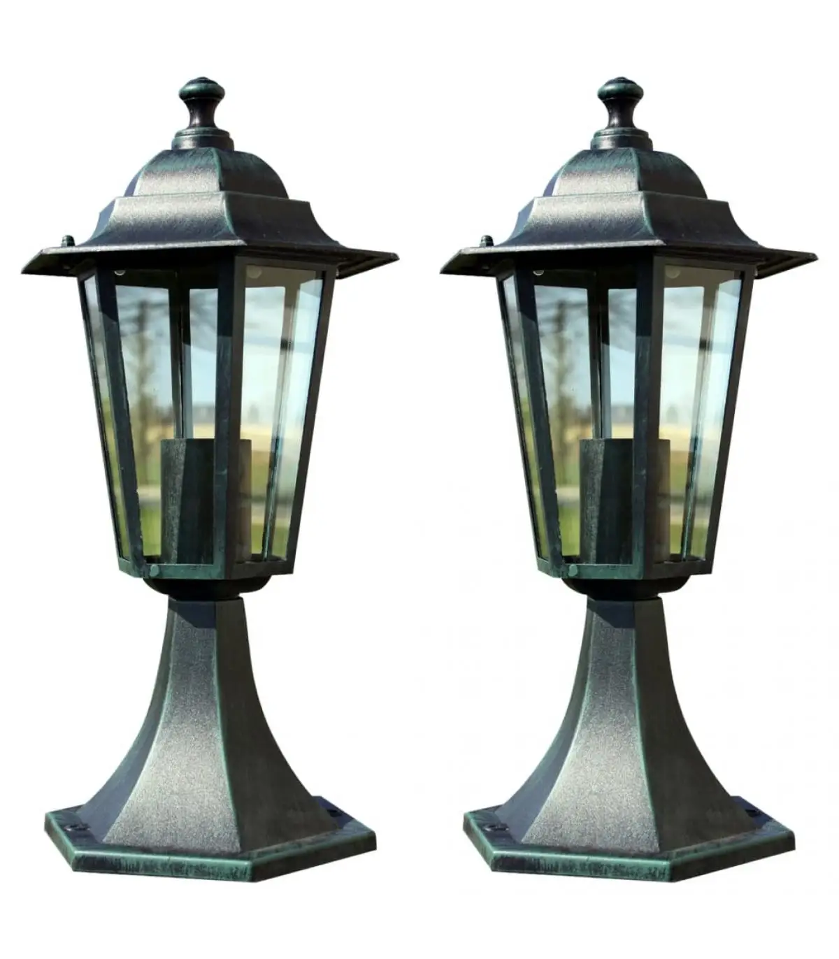 Outdoor Lighting Garden Lamp 2 Pcts Aluminum Dark Green/Black