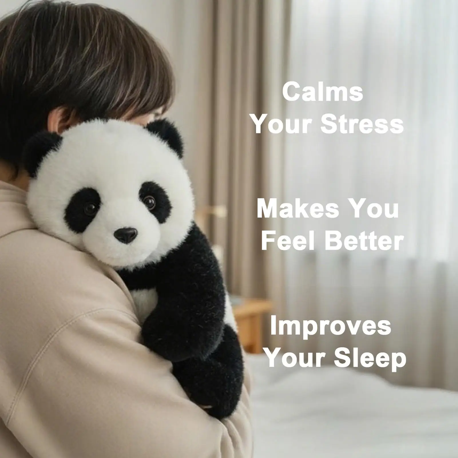 

Soft Realistic Panda Plush Toy - Emotional-Support Stuffed Animal for Stress Relief & Anxiety, Hugging Comfort Gift for Kids