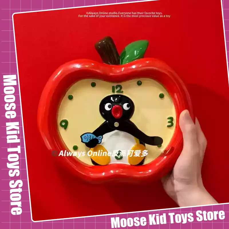 

Anime Peripheral Gifts Pingu Apple Penguin Wall Clock Pingu Desktop Clock Dual Use Room Decoration Ornaments Girl Birthday Gift