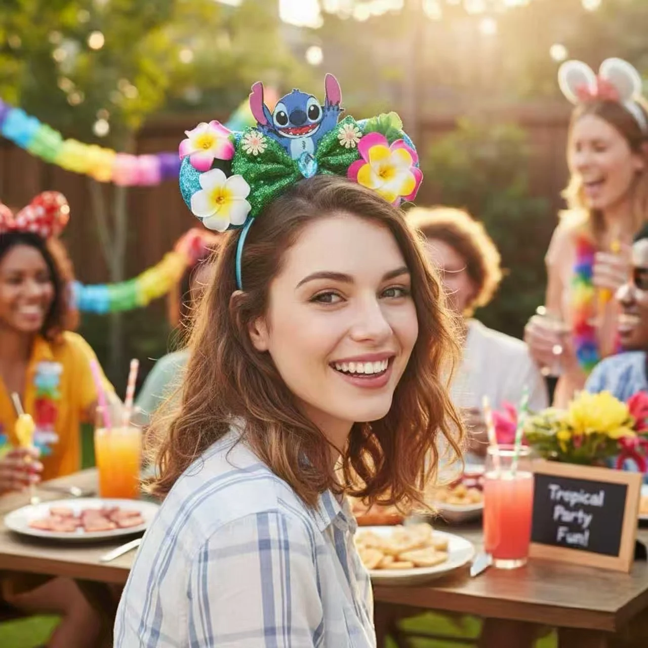 Opaska na głowę z uszami Myszki Miki Disneya, damska opaska idealna na święta Bożego Narodzenia, wykwintne akcesoria do włosów, dekoracja na imprezę.