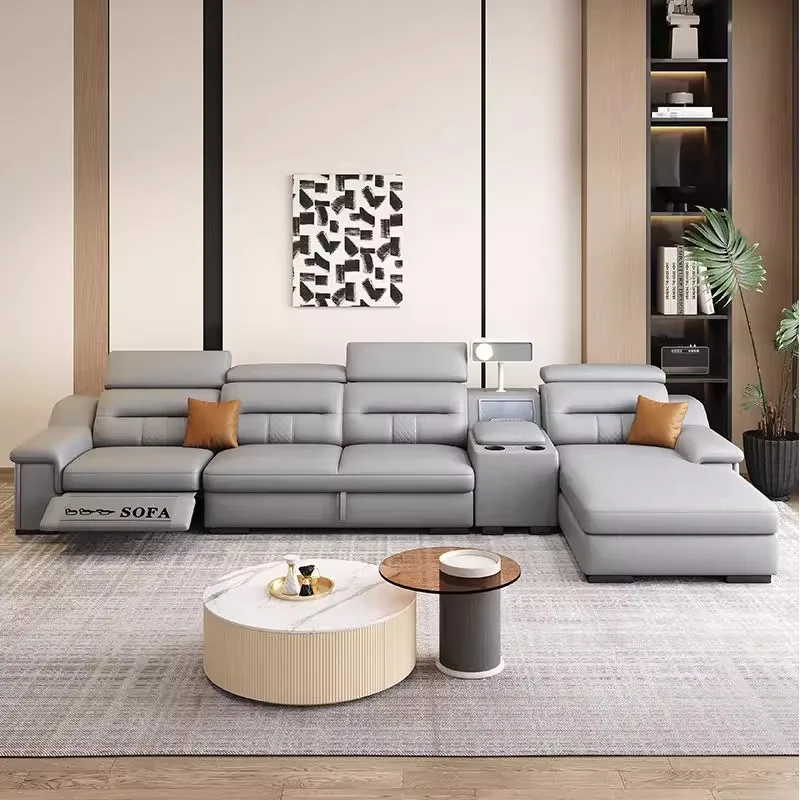 #For Genuine Leather Electric Motor Recliner Rectangle Shape One Seat Sectional Storage  Sofa Extendable Feature for Living Room