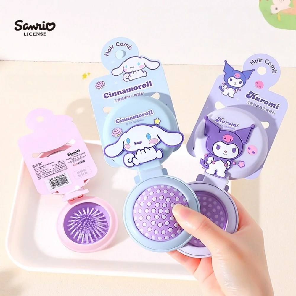 

Genuine Sanrio Hello Kitty Folding Storage Cushion Hair Comb Portable Massage Brush Cartoon Travel Pocket Comb for Girls