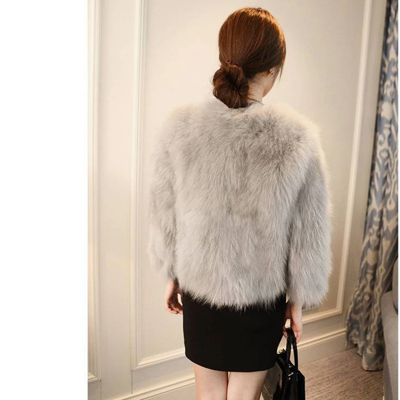 6XL2023 Spring Fashion Faux Fox Fur Coat Women Korea Warm Warm Shaggy Short Outercoat Female Party Elegant Artificial Fur Jacket