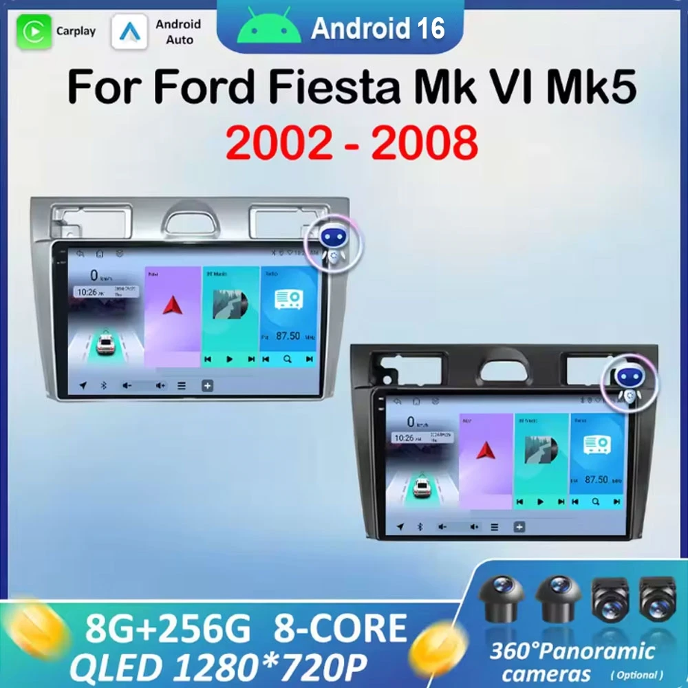 

Android 16 for Ford Fiesta Mk VI Mk5 2002 2003 2004 2005 - 2008 QLED Touch Screen GPS Navigation DSP Stereo Carplay Autoradio