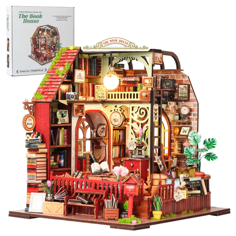 DIY 組み立て手作りコテージ 3D 立体ハウスブックスタンドシリーズ照明パズルおもちゃデスクトップ装飾モデル女の子ギフト