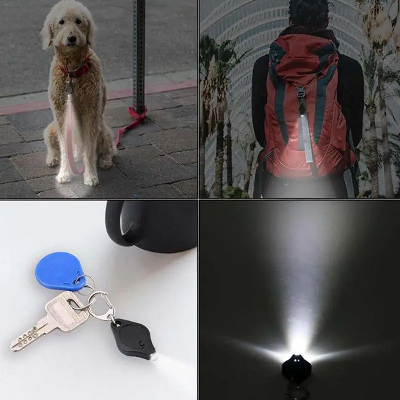 Mini LED Working Light Portable Pocket Flashlight USB Key Lamp with Dual Function Switch Squeeze Button Keychain Flashlight