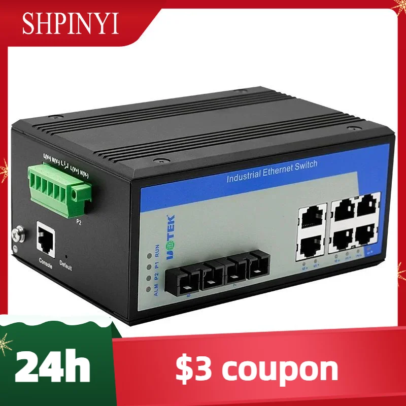 

Новый UOTEK, 6 портов, RJ45, промышленная сеть, управляемый Ethernet-коммутатор, DIN-рейка, 2 волокна, 100 м, одномодовый SC UT-62208F-6T2SC-MNF
