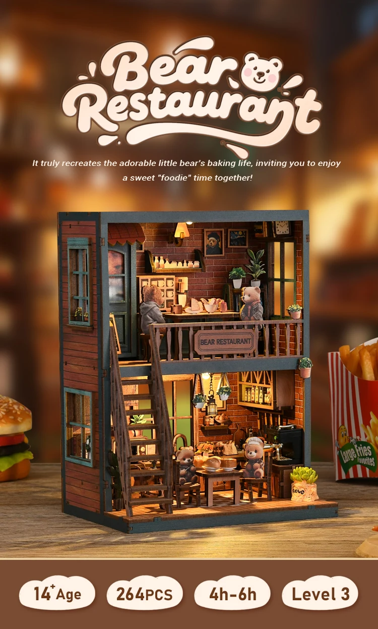 Stunning bookshelf scenery: New DIY eco-friendly wooden 3D puzzle house, creating your own miniature landscape.