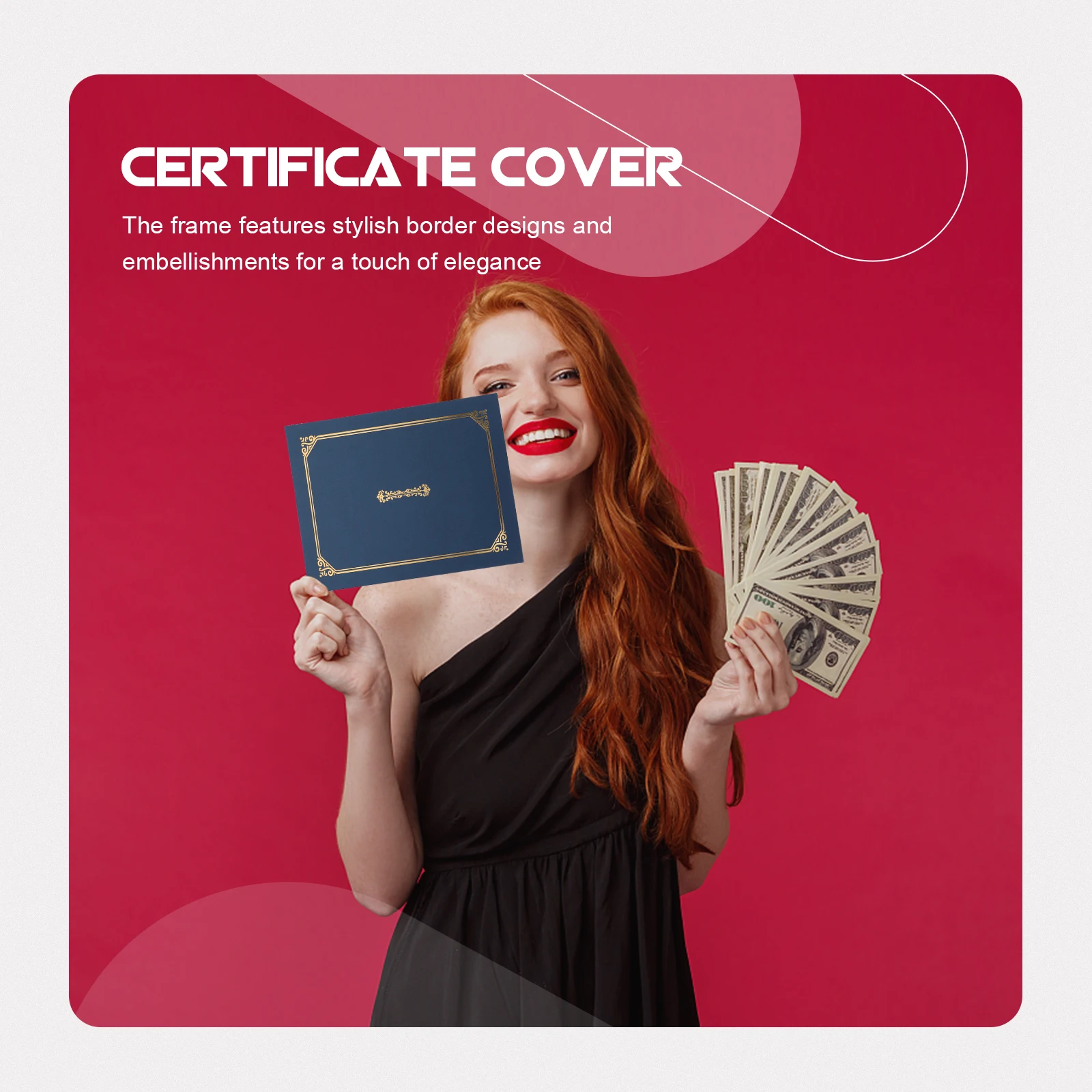 A4-certificaathouder 5-delig Rode Diploma Cover Document Shell voor Award Staff Honor Paper Folder Beschermhoezen