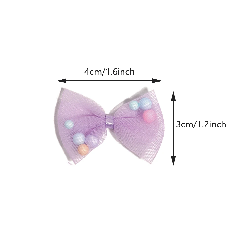 10Pcs/Lot 3x4cm Candy Color Gauze Ribbon Bows Handmade Bow With Foam Ball For DIY Crafts Ornament Accessories Garment Decoration