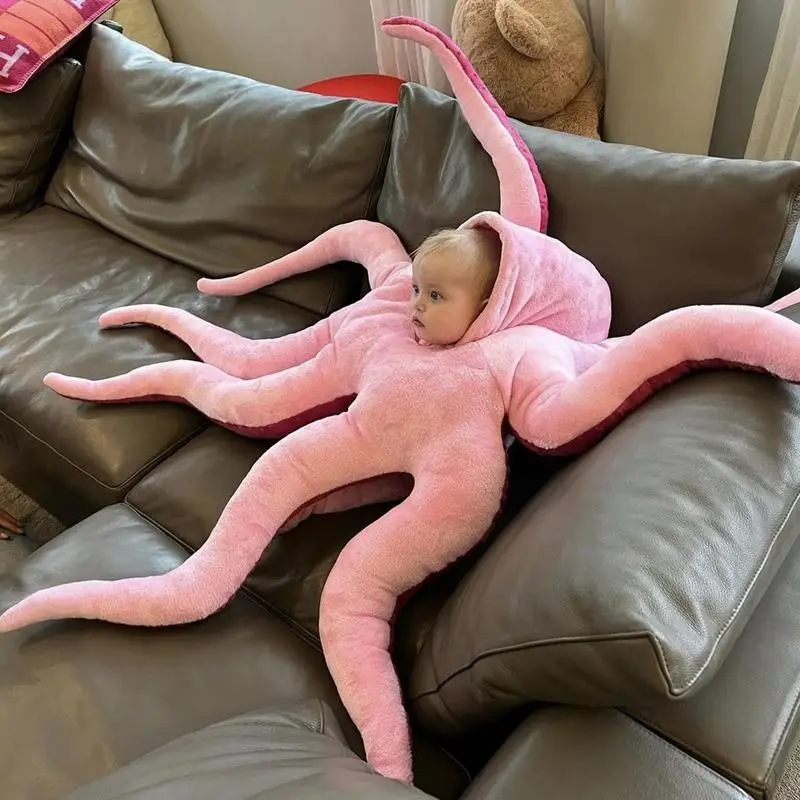 

Octopus Costume Novel Funny Stuffed Octopus Plush 51inch Large Wearable Hooded Sea Creature Costume for Kids Boys Girls