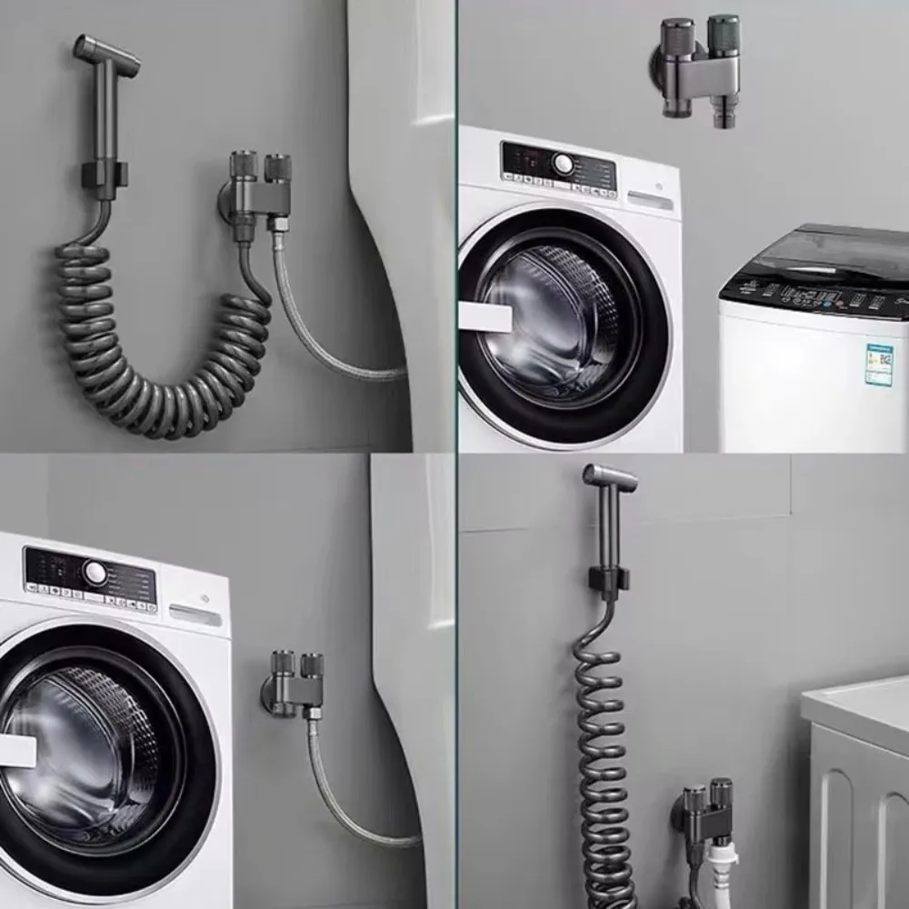 Stainless Steel Toilet Companion Corner Valve Two Outlets 1/2 Thread Dual Control Water Inlet Rotary Switch DIY