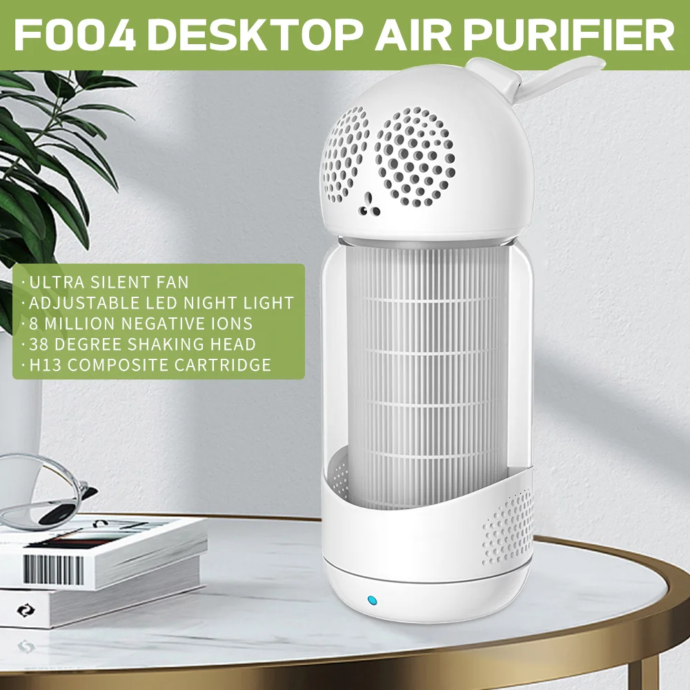 

Portable Air Purifier USB Air Cleaner for Household With Smoke Odor Negative Ion Filter with Replaceable For Home Car Kitchen