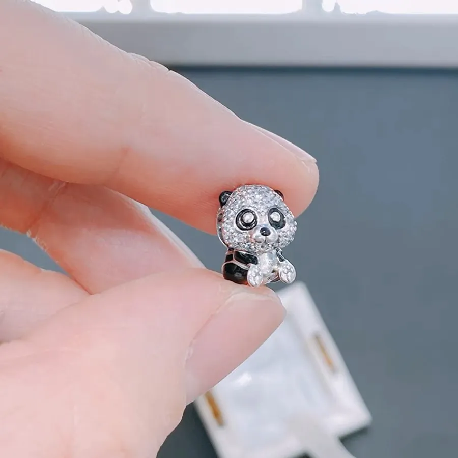 Cute Panda Surfing Koala American Flag Pattern Pendant Fit Original 925 Sterling Silver Bracelet Charm Bead DIY Jewelry