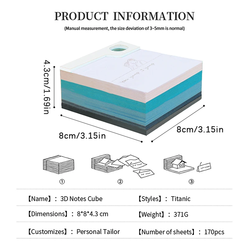 3D Ocean Liner Desk Calendar com Luzes LED, Memo Pad Criativo, Notas DIY, Notepad, Papel de Arte, 2025