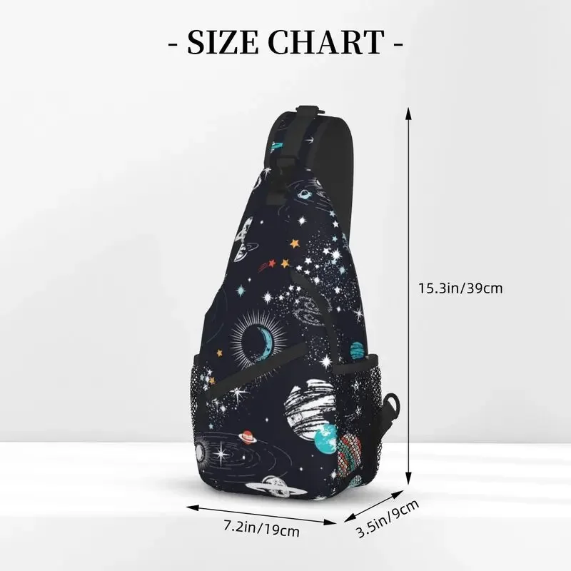 Galaxy Space Sling Chest Crossbody Bag uomo Casual multicolore zaino a tracolla per lo spazio esterno per il campeggio in bicicletta