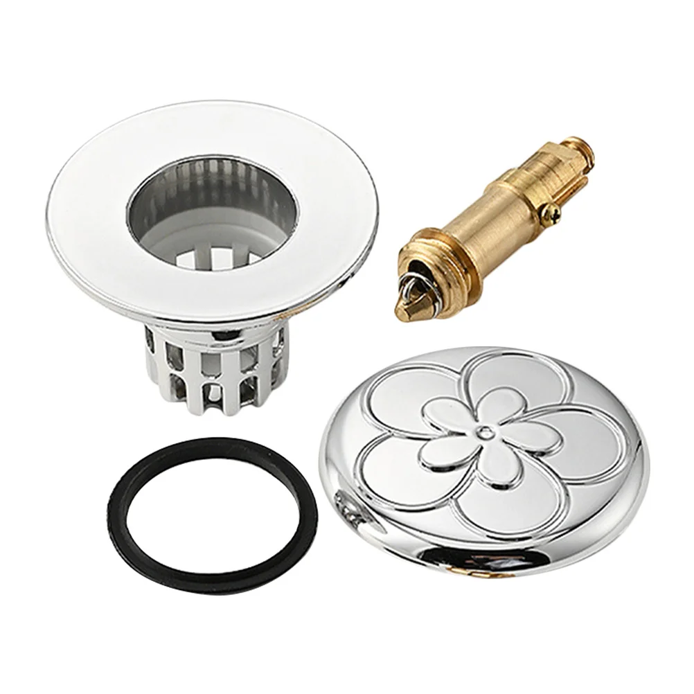 

Bathroom Sink Stopper Replacement Press Type Drain Plug Long Lasting Universal Fit ABS Material Bathroom Sink Drain Strainer