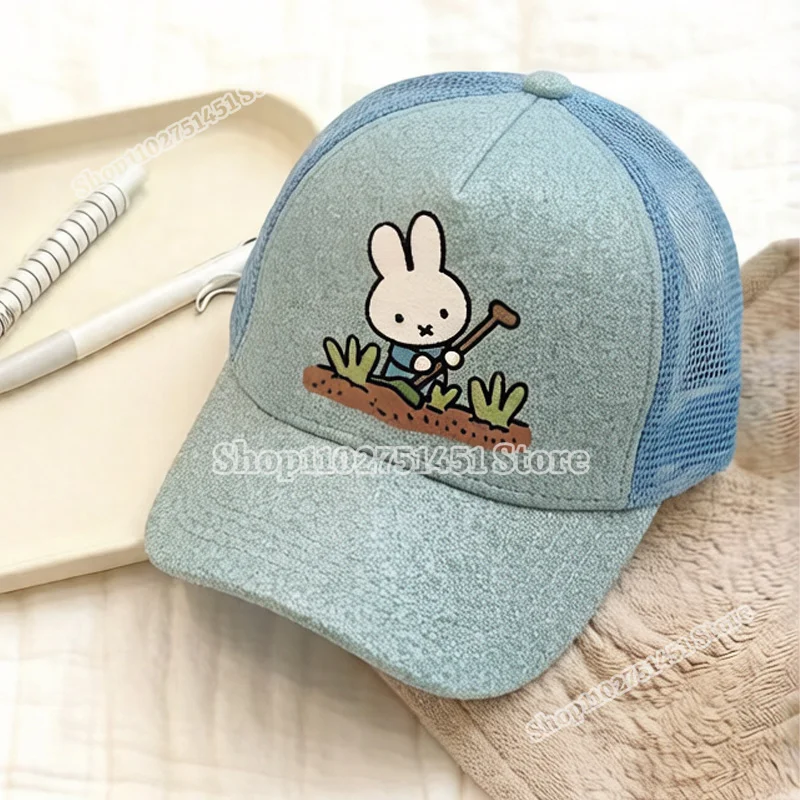 Cute Miffys Baseball Cap Women Summer Sun Hat Adult Outdoor Sports Cartoon Sunbonnet Breathable Mesh Hats Headgears Casual Gifts