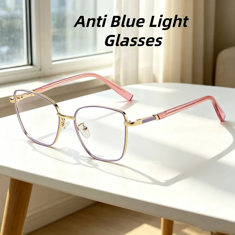 

New Retro Fashionable Anti Blue Light Eyeglasses Large Frame Square Eyewear High Quality Ultra Light Outdoor Glasses Women Men
