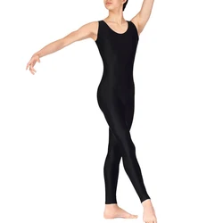 One Piece senza maniche Black Ballet Tank Unitard Spandex uomo Nylon tuta attillata per tutto il corpo costumi da ballo tuta da ginnastica