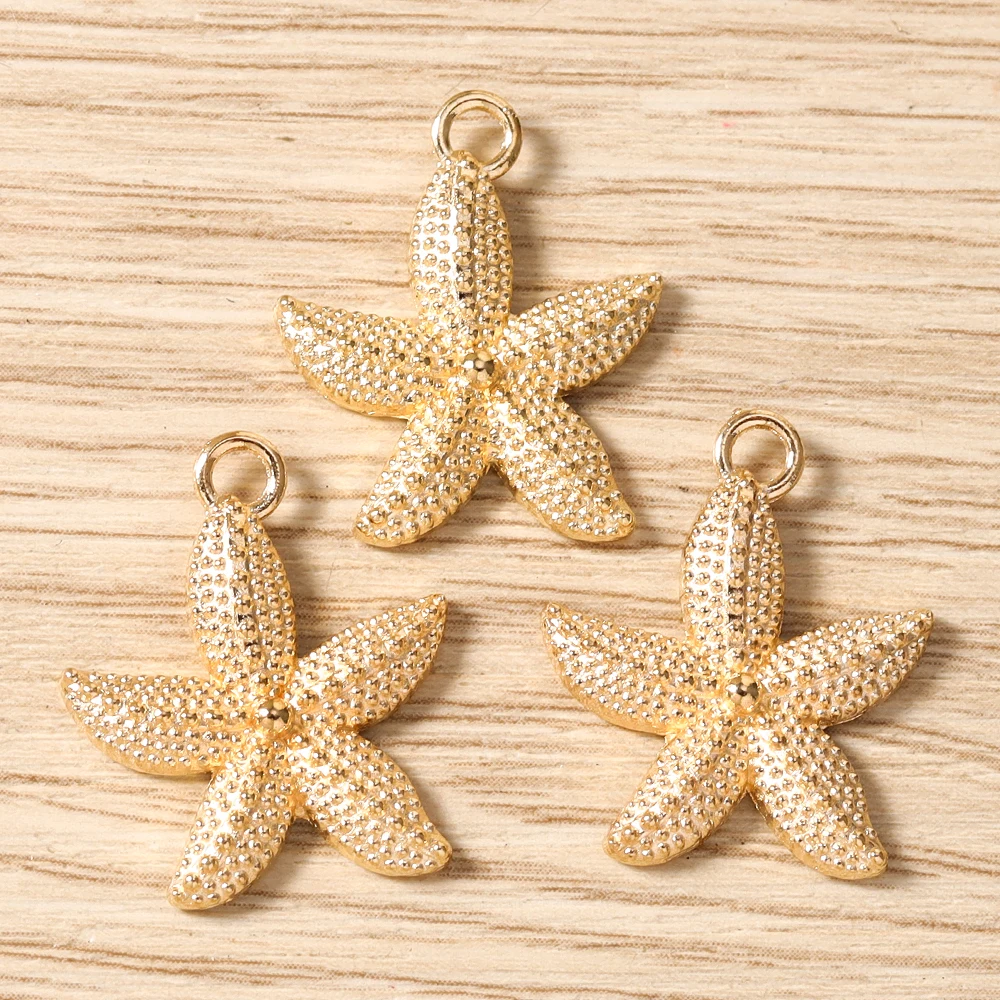 Tusember 10 Stück Anhänger aus Legierung in Goldfarbe mit Seestern-, Hummer- und Muschelmotiven für die Schmuckherstellung, Ohrringe, Halsketten, DIY-Zubehör – Detail 10
