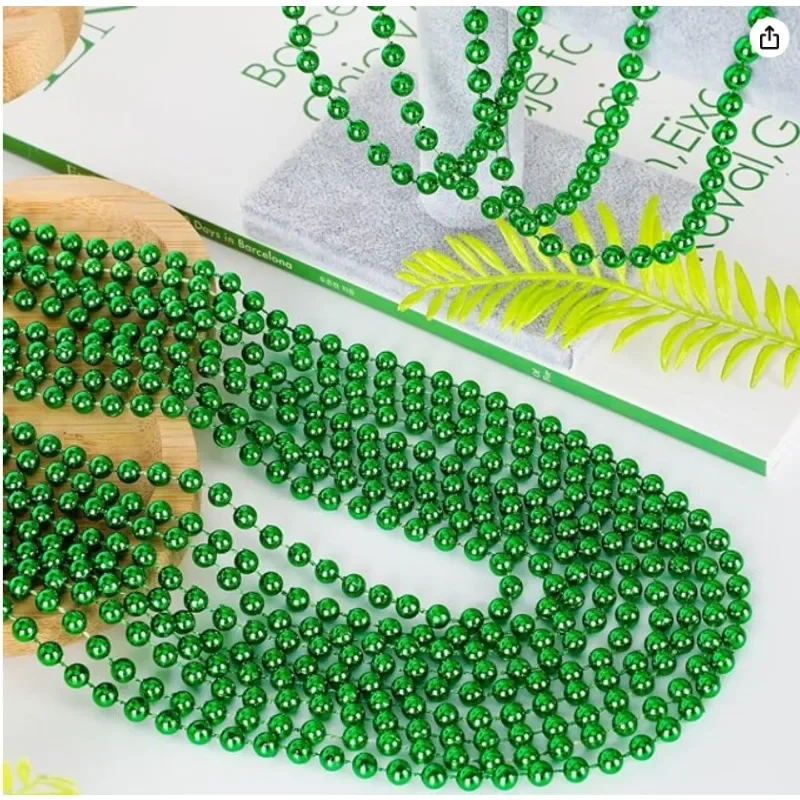

48pcs St Patricks Day Necklace, Beads Necklace Accessory Set, Mardi Gras St Patricks Costumes Necklaces, Festive Accessories