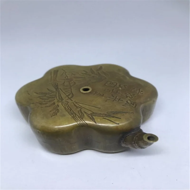 Brass Copperware Crafts Stationery Supplies Brass Plum Blossom Water Drop Inkstone Wholesale
