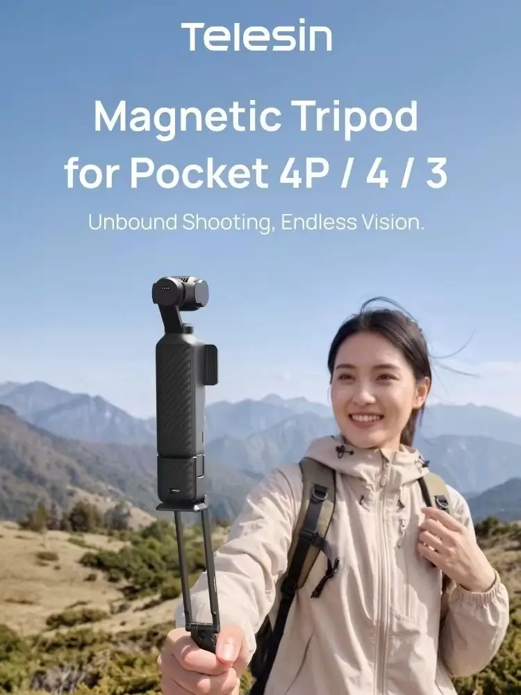 Statyw magnetyczny TELESIN do DJI Osmo Pocket 4P 4 3, uchwyt ścienny, kijek do selfie z haczykiem Mantis 180 °   Regulowany statyw do kamery 1/4 cala — zdjęcie produktu 7