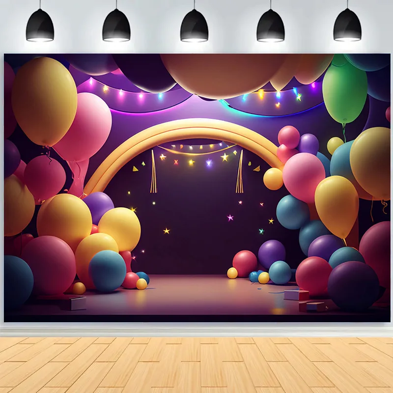 Colorful Balloons Decorations For Birthday Party Stage Photography Backdrops Props Children Newborn Baby Studio Background BE-08