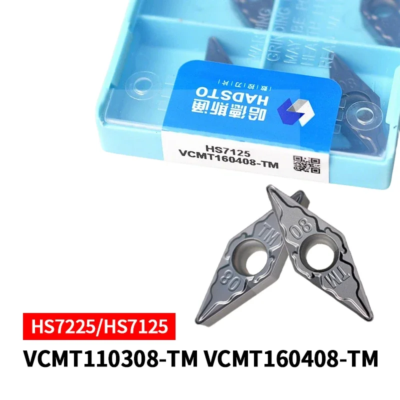 

10pcs HADSTO Carbide Inserts VCMT110304-TM VCMT110308-TM VCMT160404-TM VCMT160408-TM VCMT160412-TM HS7125 HS7225 Turning Blades