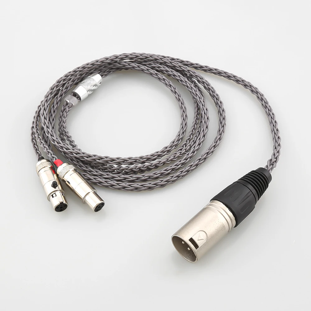 

8 Core HIFI 4pin UPOCC 2.5 4.4mm XLR Balanced Earphone Headphone Upgrade Cable Silver Plated for Audeze LCD 3 LCD-2 LCD2 LCD-4